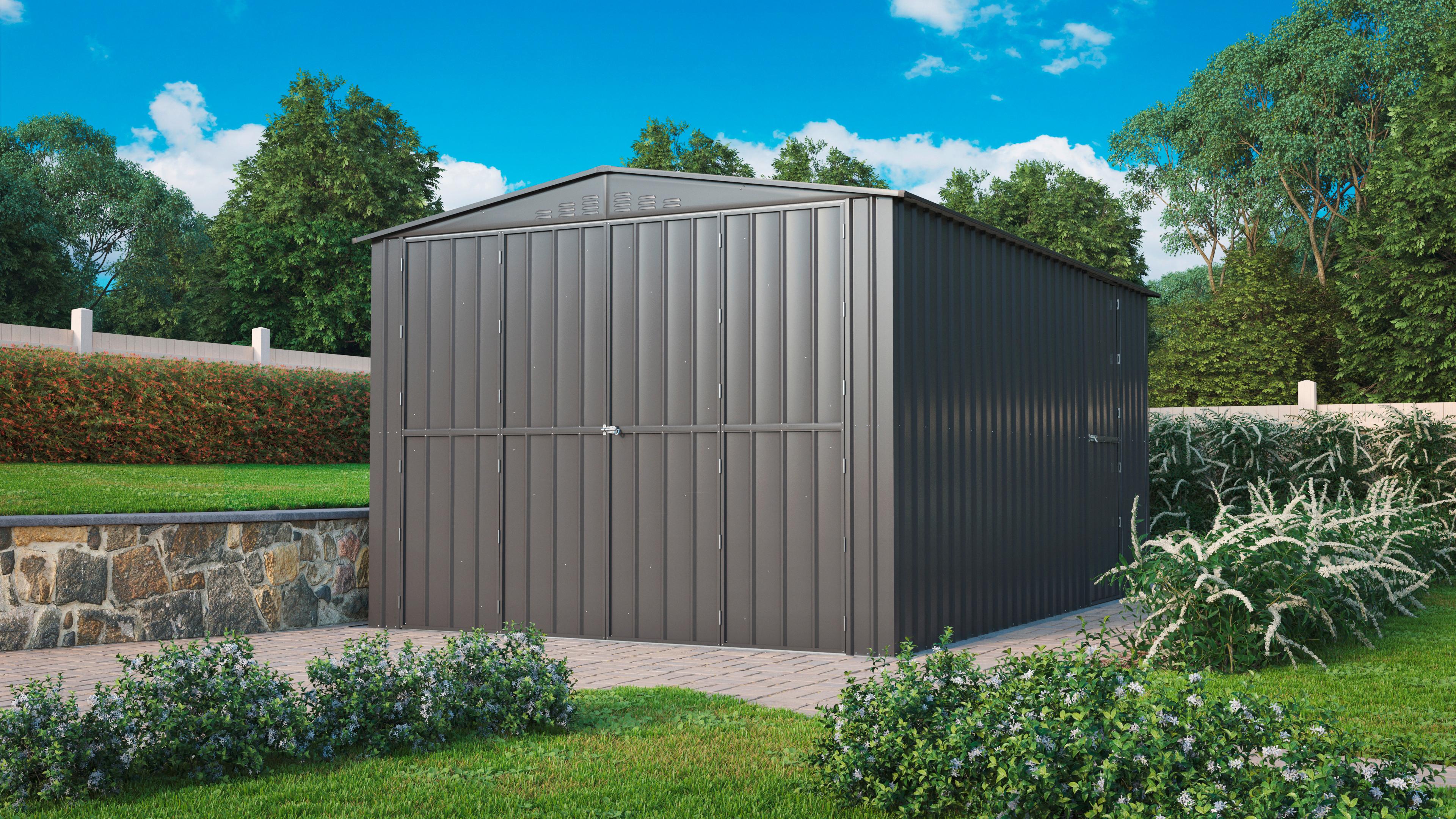 Premium-Gerätehaus Mit Satteldach - Anthrazit, Basics, Metall (308/224,6/465cm)
