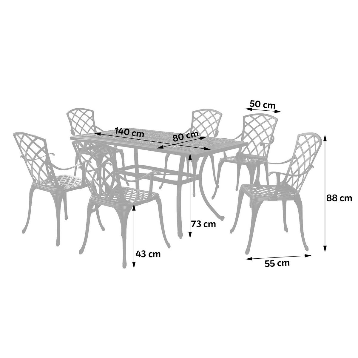Gartenset Rhodos - Graphitfarben/Grau, MODERN, Textil/Metall - Gardenson