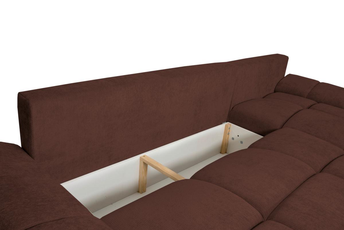 Rohová sedačka BONN, oboustranná, hnědá žinylka - černá/hnědá, Moderní, textil/plast (296/182cm)