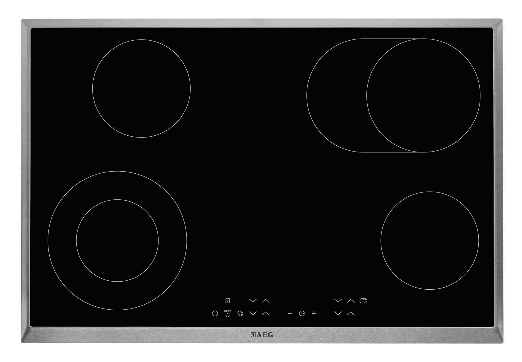 Glaskeramik Kochfeld Hk834060x -B Autark B: 76,3cm Bräterzone - Schwarz, Glas (76,3/51,6cm) - AEG