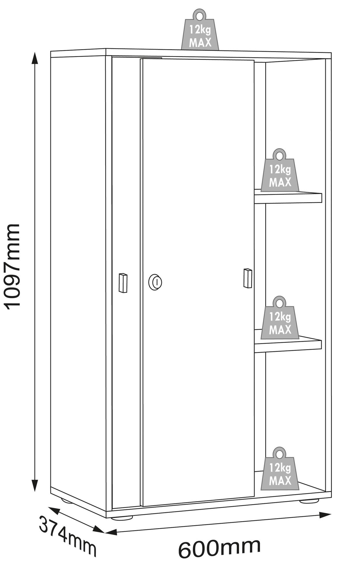 Aktenschrank Salia Anthrazit, Honigeiche B: 60 cm - Honigeiche/Anthrazit, Design, Holzwerkstoff (60/110/37cm) - MID.YOU