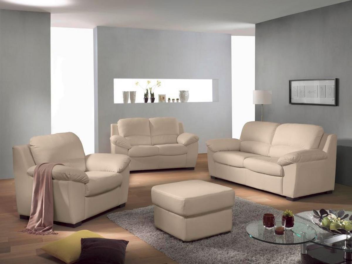 2-sitzer-sofa Danilo Rücken Echt Beige Lederlook - Beige/Schwarz, KONVENTIONELL, Textil (145/90/90cm) - MID.YOU