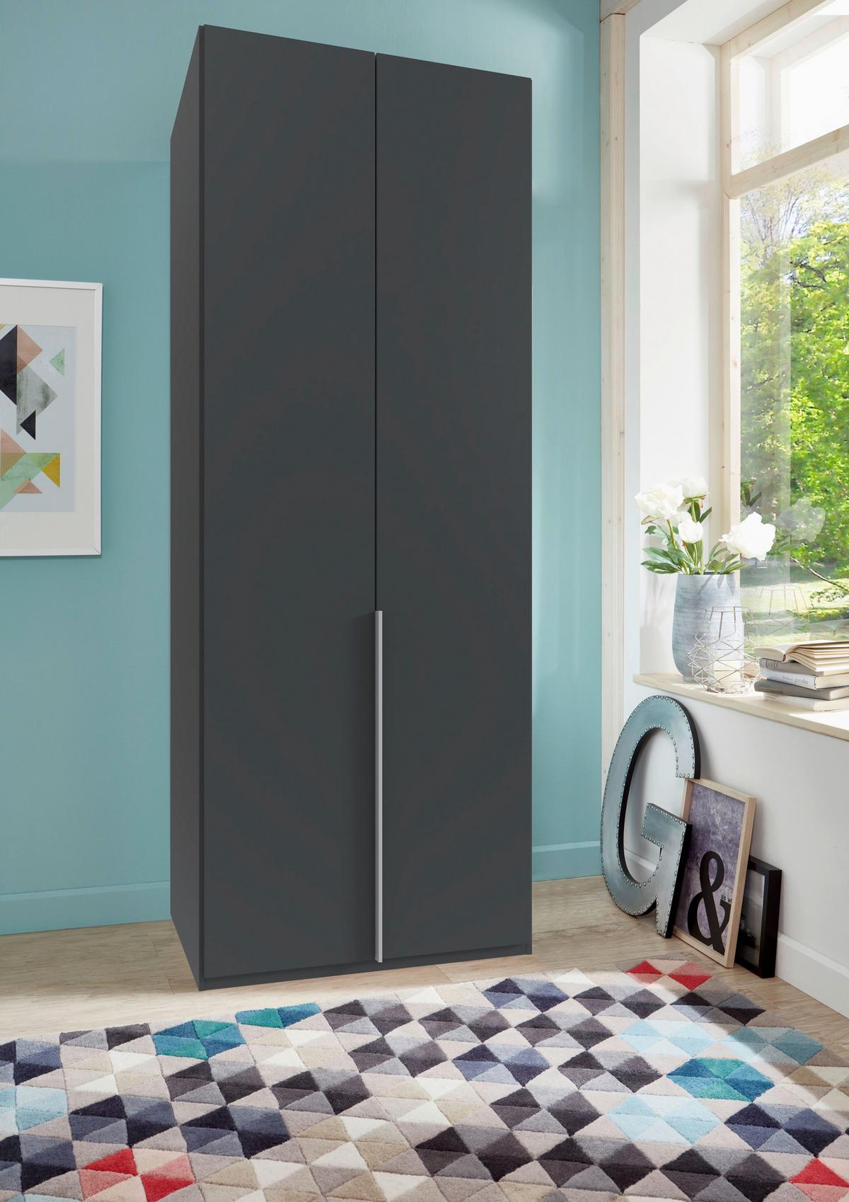 Drehtürenschrank New York Graphitfarben B: 90cm - Graphitfarben, MODERN, Holzwerkstoff (90/236/58cm) - MID.YOU
