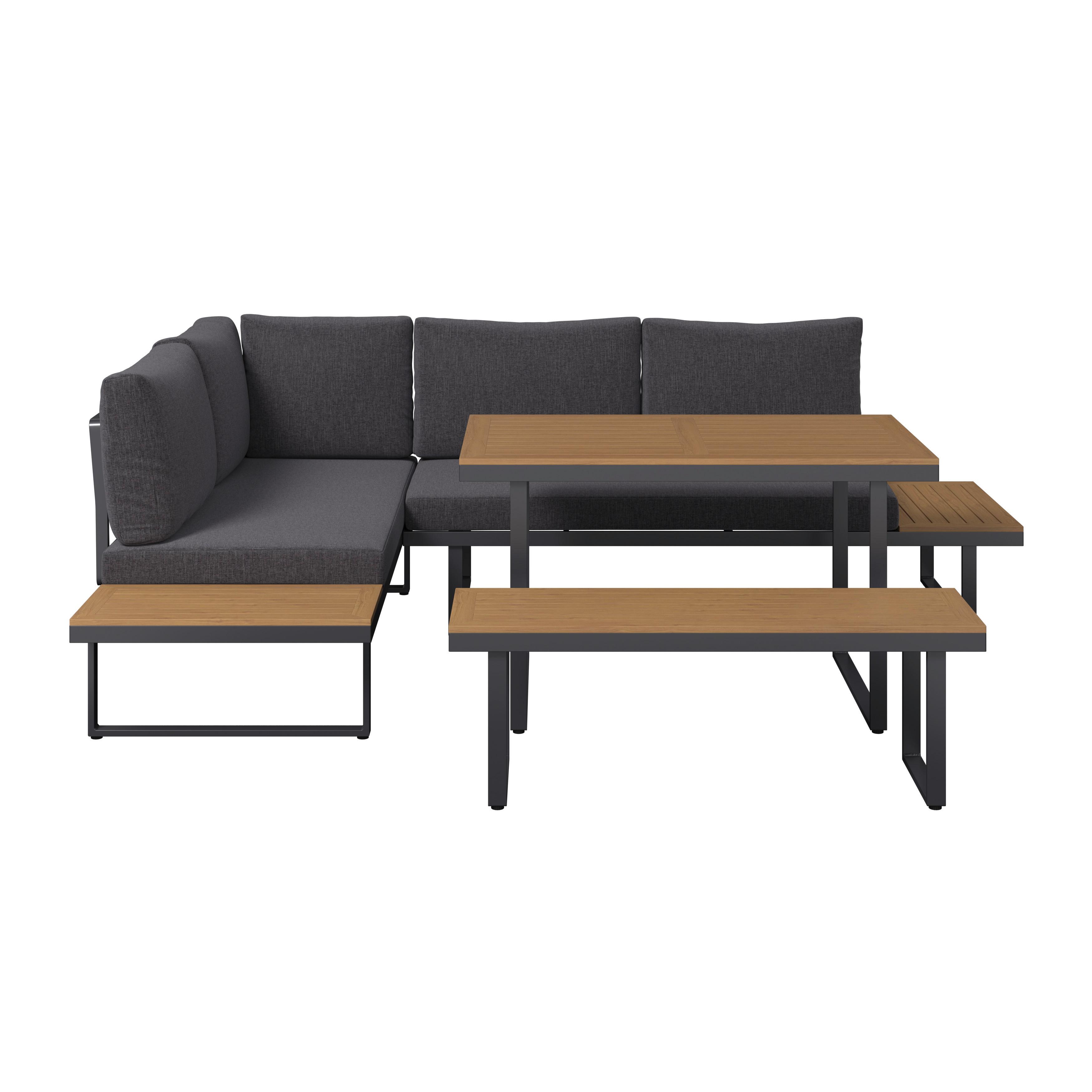 Loungegarnitur Montreal Ii - Dunkelgrau/Naturfarben, MODERN, Kunststoff/Textil (215/250/145/180cm) - Beldano