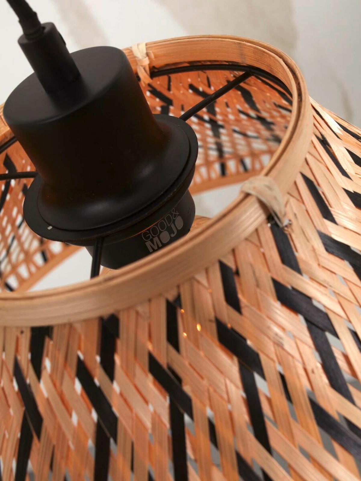 Hängeleuchte Tahiti/h45/bn - Schwarz/Naturfarben, Trend, Holz (45/45/20cm) - Good & Mojo
