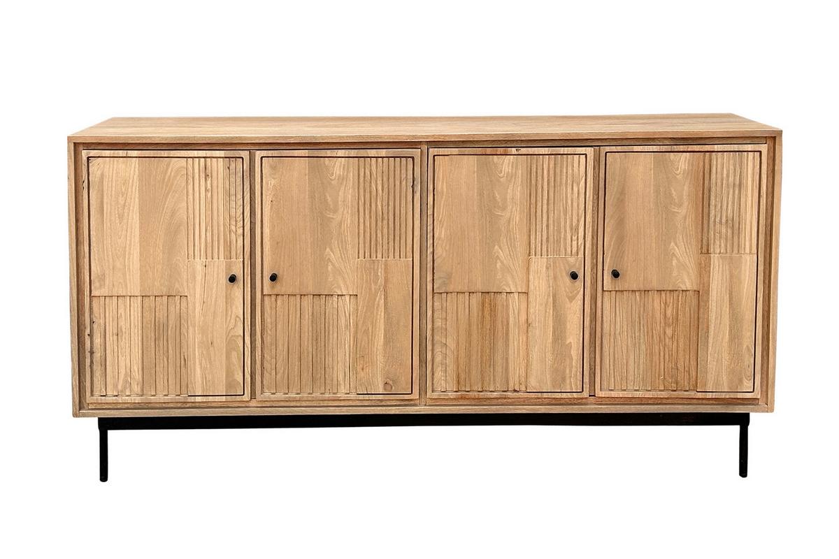 SIDEBOARD Schwarz/Naturfarben B: 160cm - Schwarz/Naturfarben, Design, Holz/Metall (160/80/40cm) - MID.YOU
