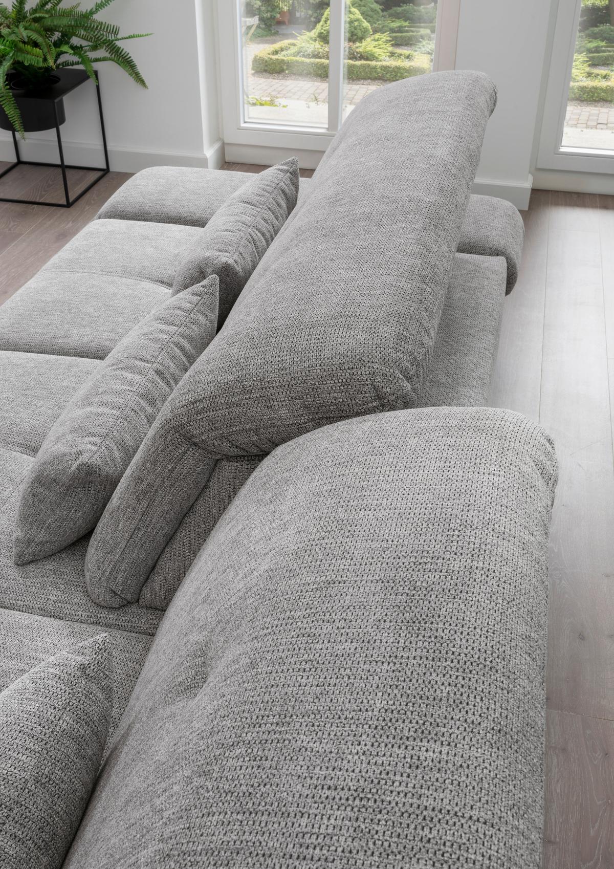 Ecksofa Mit Schlaffunktion Dalida Silberfarben Chenille - Chromfarben/Silberfarben, Design, Textil (300/196cm) - Livetastic