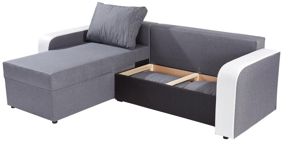 Ecksofa mit Schlaffunktion Racer, Webstoff/Lederlook - Schwarz/Weiß, KONVENTIONELL, Holz/Textil (149/237cm)