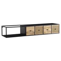 Nízka komoda masiv mango/kov š: 150cm - černá/hnědá, Moderní, kov/dřevo (150/25/35cm) - MID.YOU