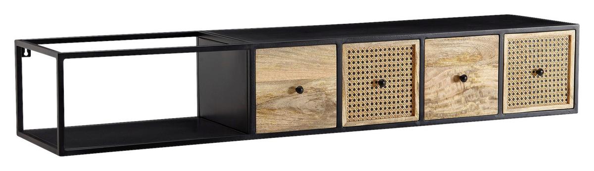 Nízka komoda masiv mango/kov š: 150cm - černá/hnědá, Moderní, kov/dřevo (150/25/35cm) - MID.YOU