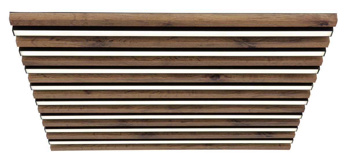 LED-DECKENLEUCHTE 67347D3CCT HAYDEN - Dunkelbraun/Schwarz, Natur, Holzwerkstoff/Kunststoff (60/60/6cm) - Globo