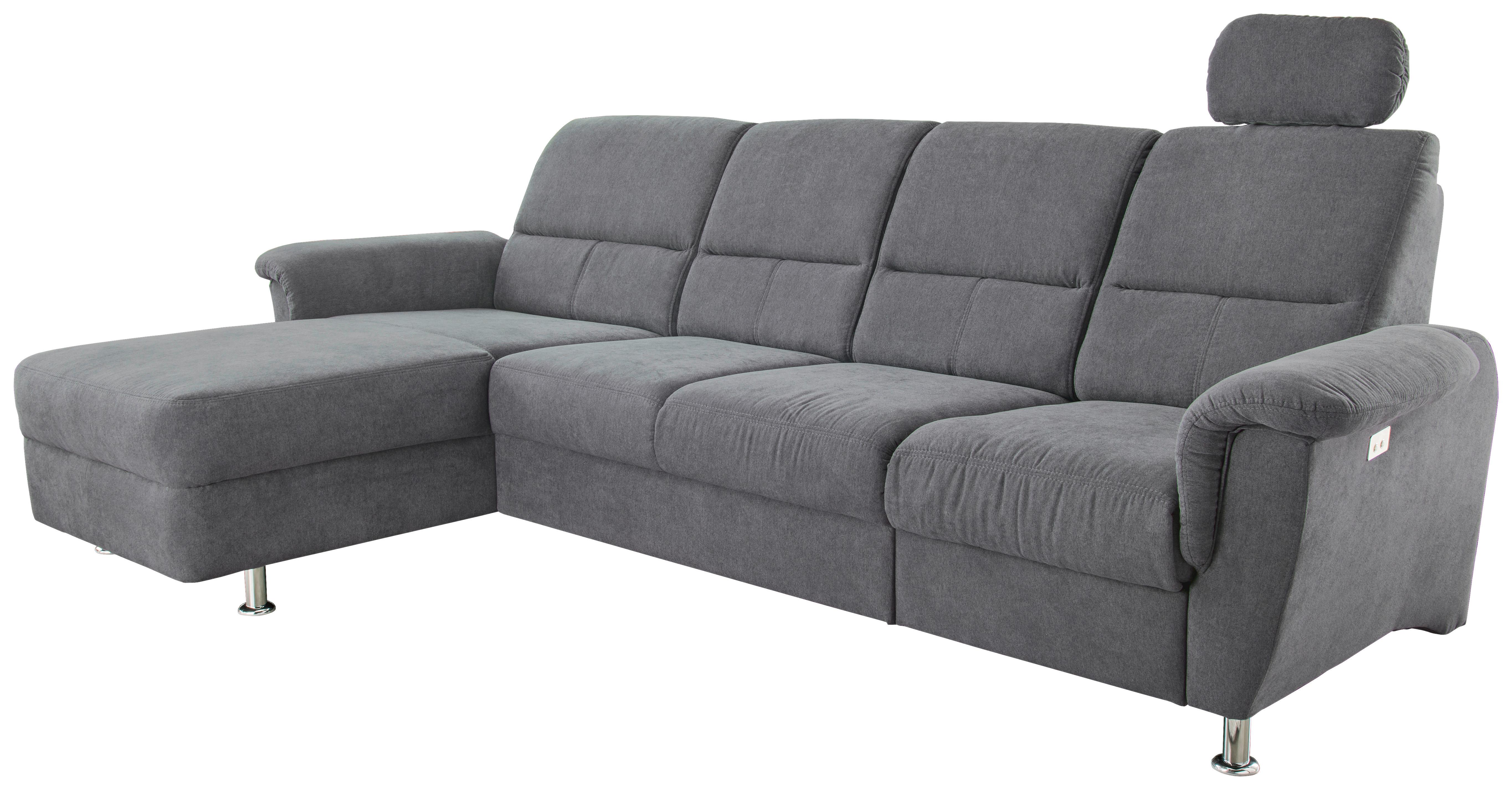 Ecksofa Parole Anthrazit S:165/292 cm - Chromfarben/Anthrazit, KONVENTIONELL, Textil (165/292cm) - Livetastic