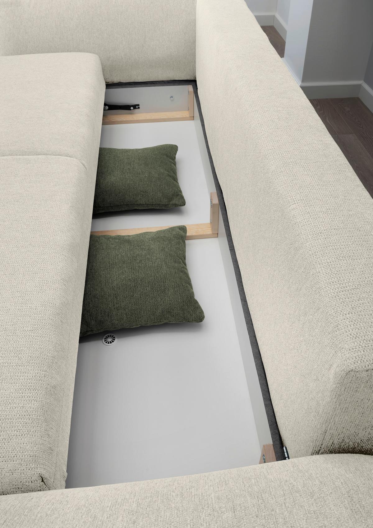 Bigsofa Pera, Beige B: 242 cm - Chromfarben/Dunkelgrün, MODERN, Textil (242/71/90/131cm) - Livetastic