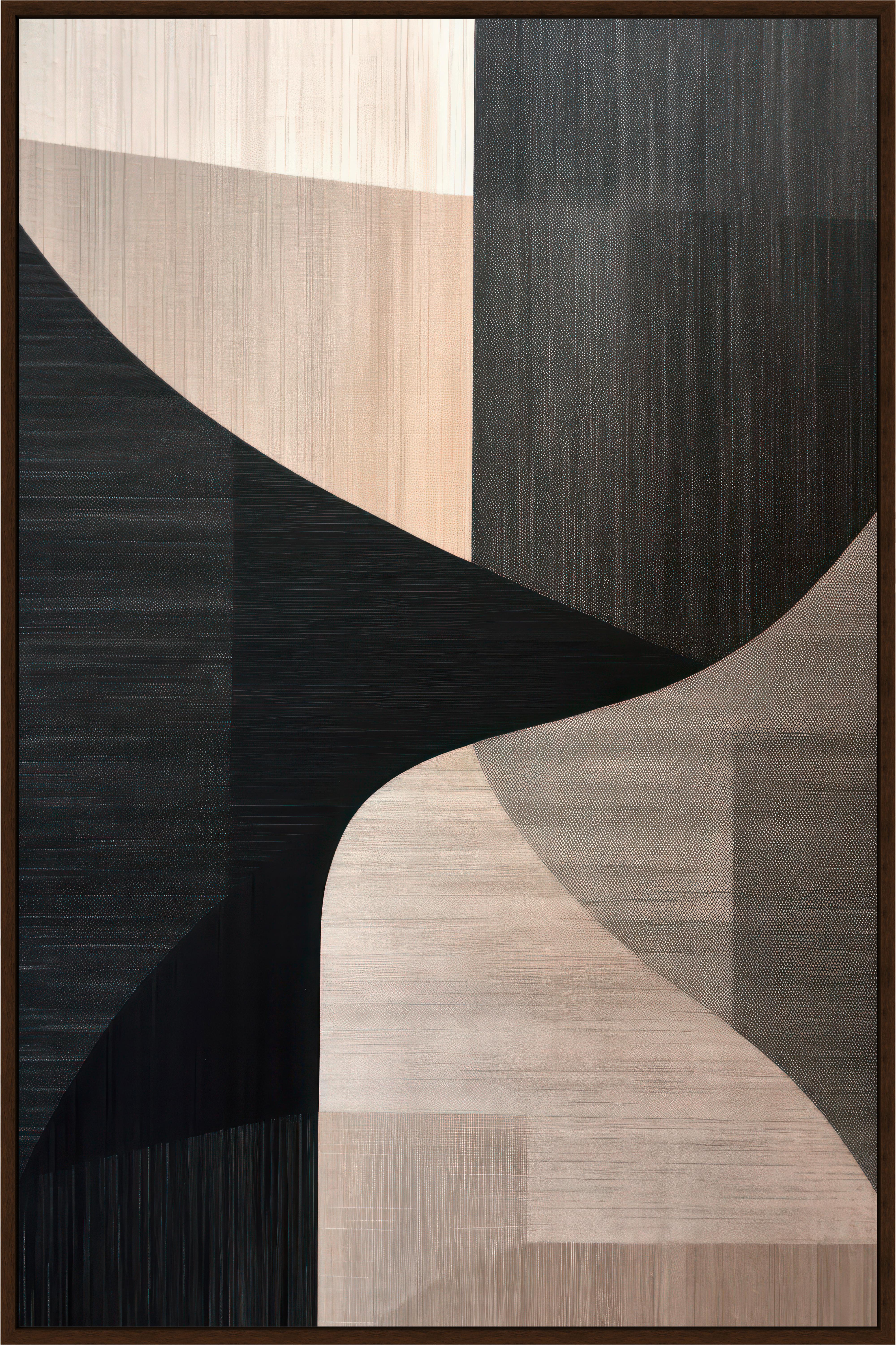 Obraz na plátne LOTTA, 60x90cm - černá/béžová, Moderní, kompozitní dřevo/textil (60/90cm) - Premium Living