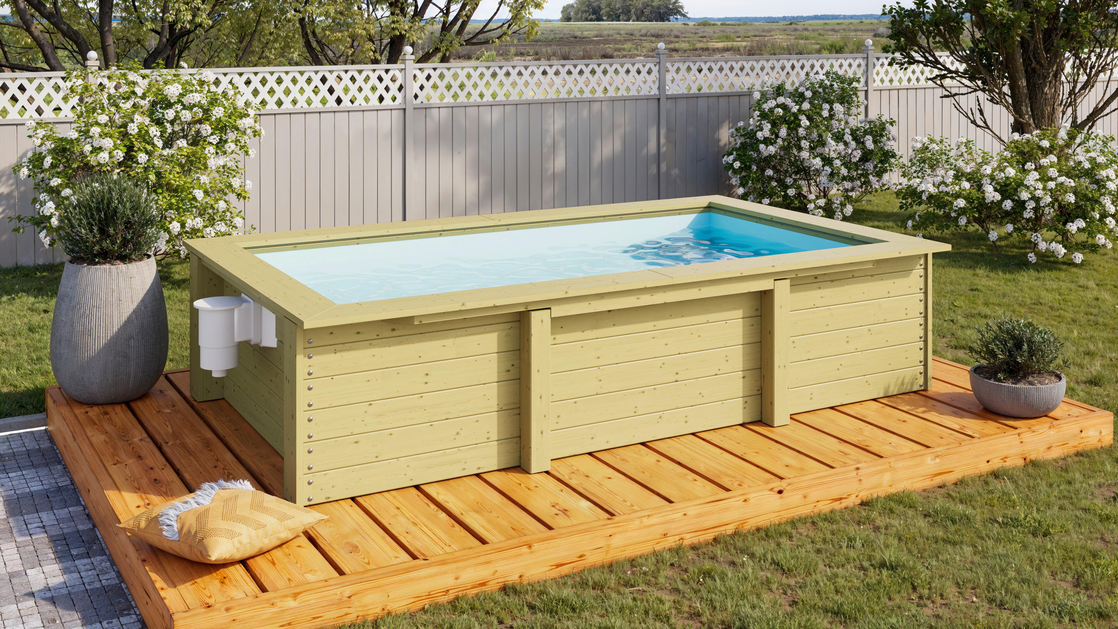 Pool-Set Poseidon 40161 Pool Poseidon - Blau/Naturfarben, Basics, Holz/Kunststoff (303/69/160cm)