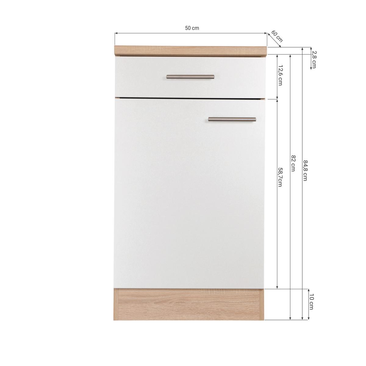 Küchenunterschrank Merle Grau, Eiche Dekor B:50cm - Eichefarben/Grau, Basics, Holzwerkstoff (50/84,8/60cm) - Respekta