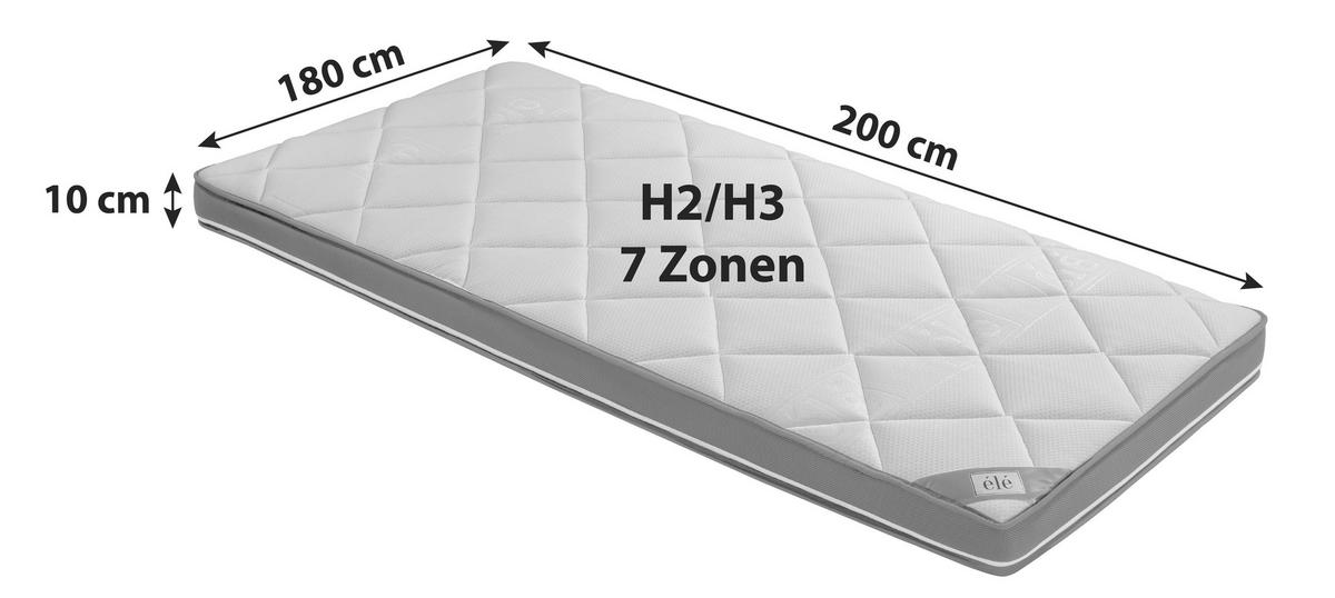 Topper Luxe 180x200 cm H2/H3 Kaltschaumkern/ Viscoschaumkern - Weiß, Textil (180/200cm) - Ele