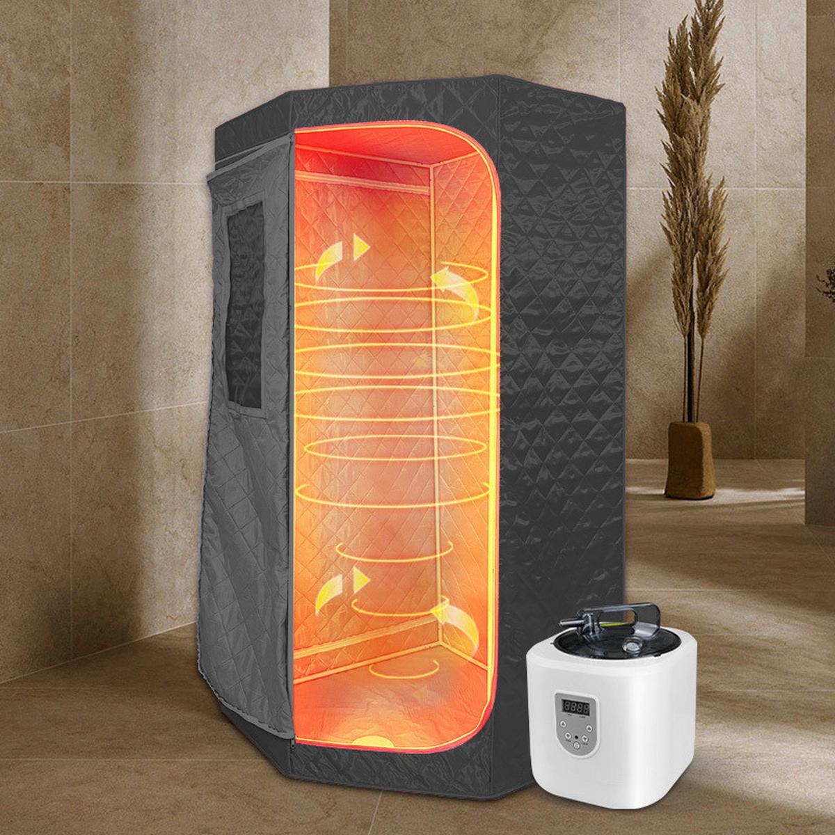 Sauna Tragbare Dampfsauna - Schwarz, KONVENTIONELL, Kunststoff (90/190/90cm) - Sanotechnik