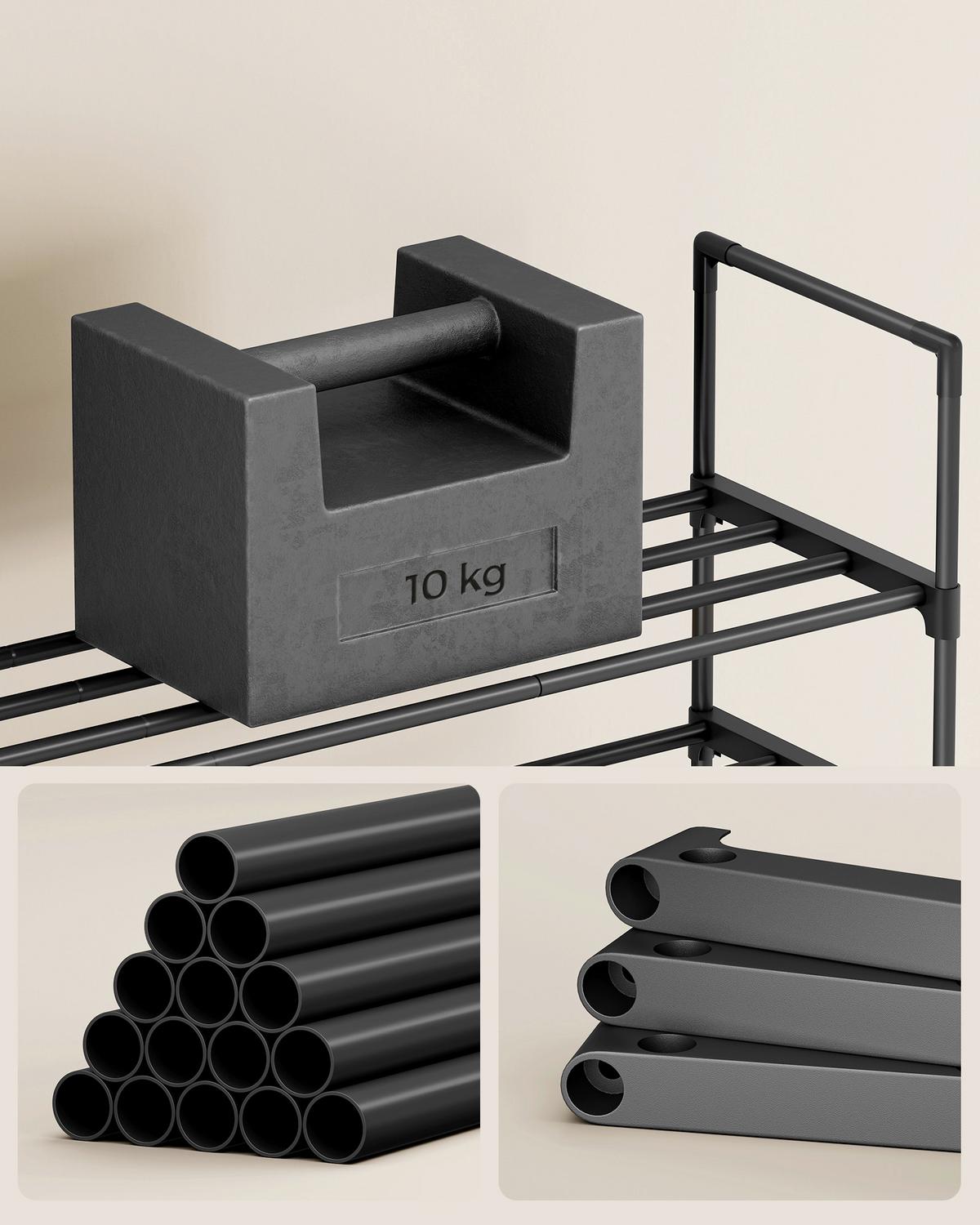 Schuhregal Schwarz B: 117cm - Schwarz, Basics, Kunststoff/Metall (117/55/30cm)