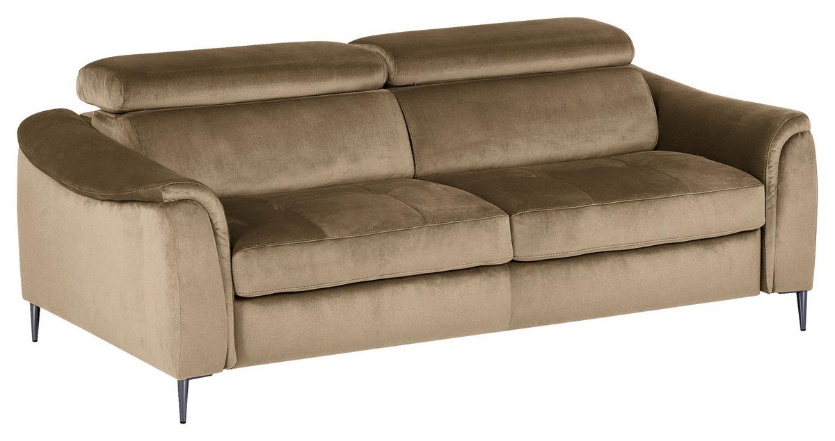 Schlafsofa Pafos Hellbraun B: 203 cm - Chromfarben/Hellbraun, Design, Textil (203/77-98/103cm) - MID.YOU
