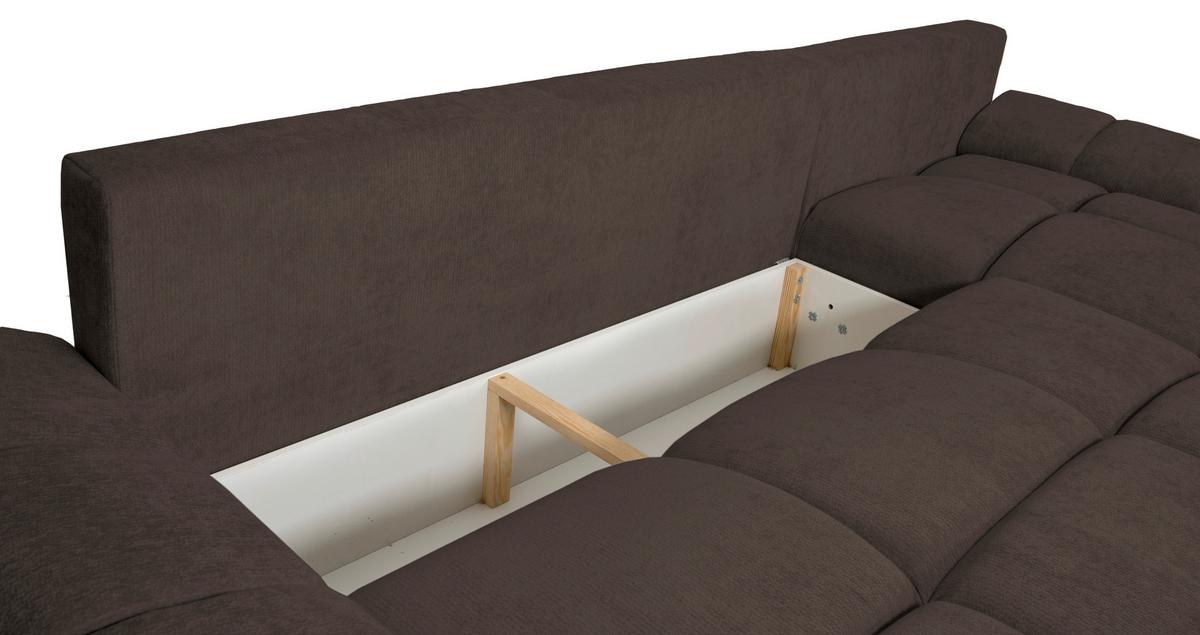 ECKSCHLAFSOFA Ramon, Braun S: 296x182 cm - Chromfarben/Beige, Trend, Textil (296/182cm)