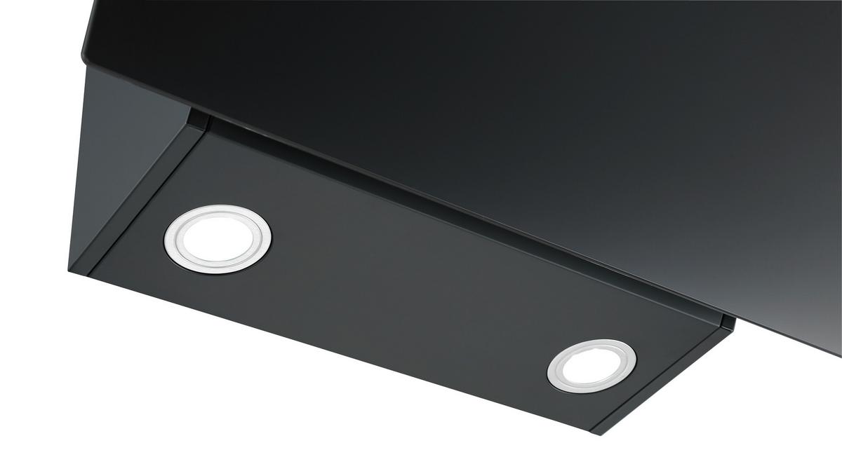 Kopffreihaube Konkave Glas/Stahl Schwarz B: 60 cm - Schwarz, Trend, Glas/Metall (60/80,5-118,5/40,2cm) - Respekta