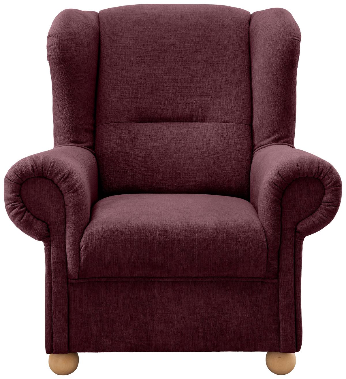 Ohrensessel Torello Bordeaux B: 92cm - Wildeiche/Bordeaux, KONVENTIONELL, Textil (92/102/89cm) - Livetastic