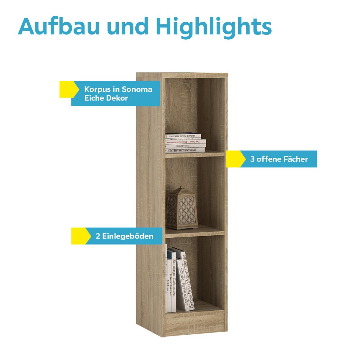 Regal B 30 Cm, Eiche Dekor - Sonoma Eiche, MODERN, Holz (30/111,5/35,2cm)