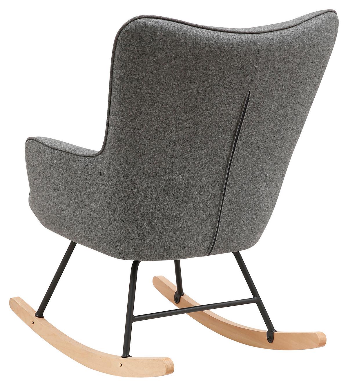 Schaukelstuhl mit Armlehnen Richie Echtholz/Webstoff Grau - Buchefarben/Schwarz, MODERN, Holz/Textil (72/92/92cm) - MID.YOU