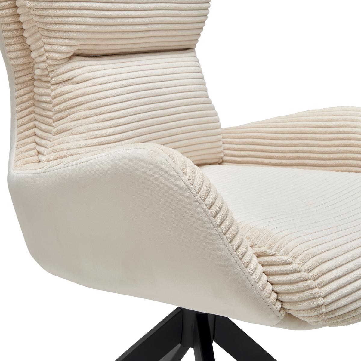 Armlehnstuhl Vanja - Beige/Schwarz, LIFESTYLE, Textil/Metall (58/88/68cm) - MID.YOU