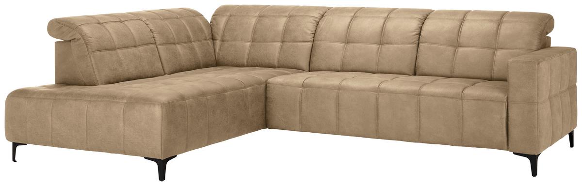 Rohová sedačka PANAMA, levá, béžová - černá/béžová, Konvenční, kov/textil (216/304cm) - Premium Living