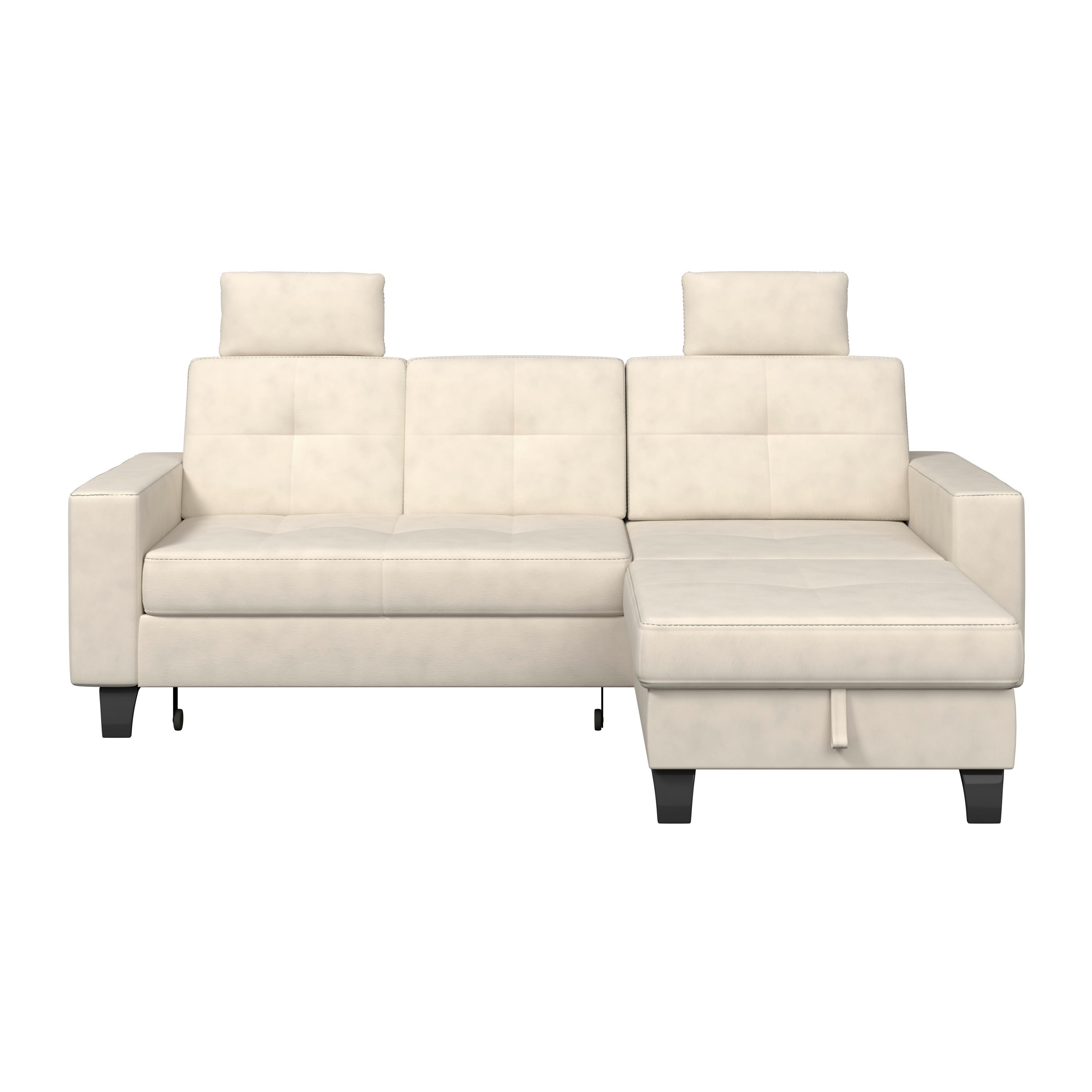 Ecksofa Varese mit Bettkasten Naturfarben 239x164 cm - Beige/Schwarz, KONVENTIONELL, Textil (239/164cm) - James Wood