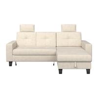 Ecksofa Varese mit Bettkasten Naturfarben 239x164 cm - Beige/Schwarz, KONVENTIONELL, Textil (239/164cm) - James Wood