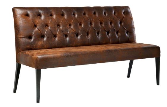 Sitzbank Braun Econo Buttons Vintage 162x92x55 cm - Schwarz/Braun, Design, Textil (162/92/55cm) - Kare-Design