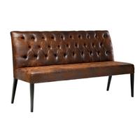 Sitzbank Braun Econo Buttons Vintage 162x92x55 Cm - Schwarz/Braun, Design, Textil (162/92/55cm) - Kare-Design