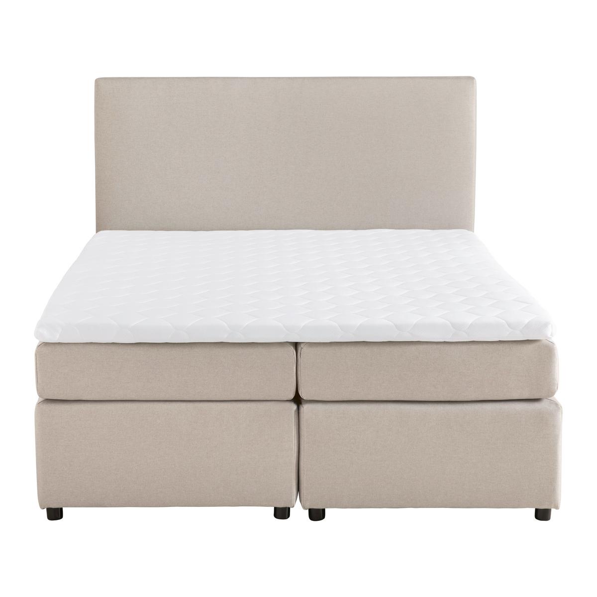 Postel boxpring s toperem, 140x200 cm, béžová - černá/béžová, Moderní, dřevo/textil (140/200cm) - Bessagi Home