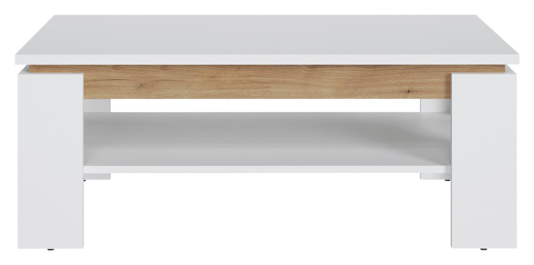 Couchtisch Calabria Weiß/Eiche Dekor B: 110 cm - Eichefarben/Weiß, Trend, Holzwerkstoff (110/43/67cm)
