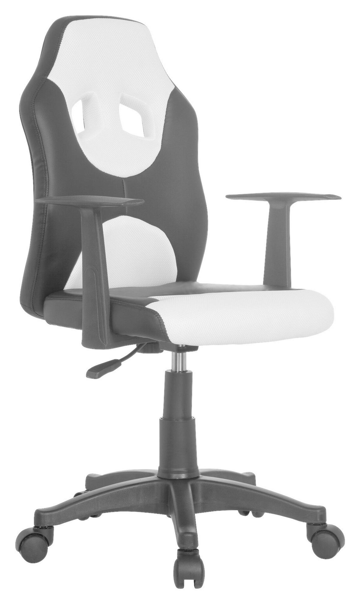 Jugenddrehstuhl Kid Raver Al Weiß/schwarz - Schwarz/Weiß, Basics, Kunststoff (54/90-100/48cm) - MID.YOU