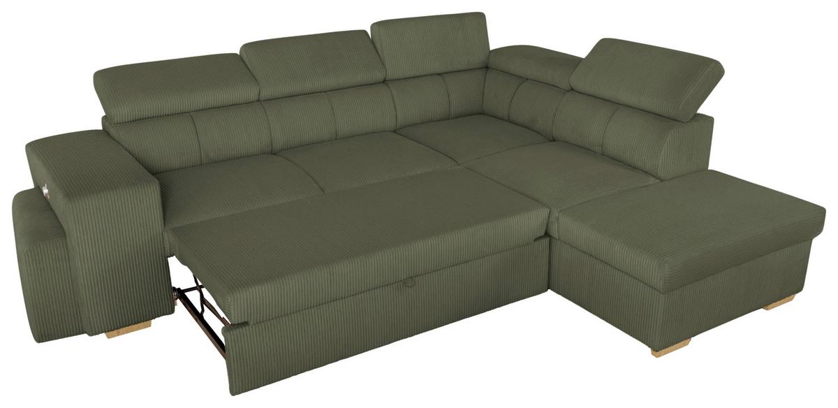 Ecksofa Sirius L olivgrün, 267x218cm - Eichefarben/Olivgrün, KONVENTIONELL, Holz/Holzwerkstoff (267/218cm)