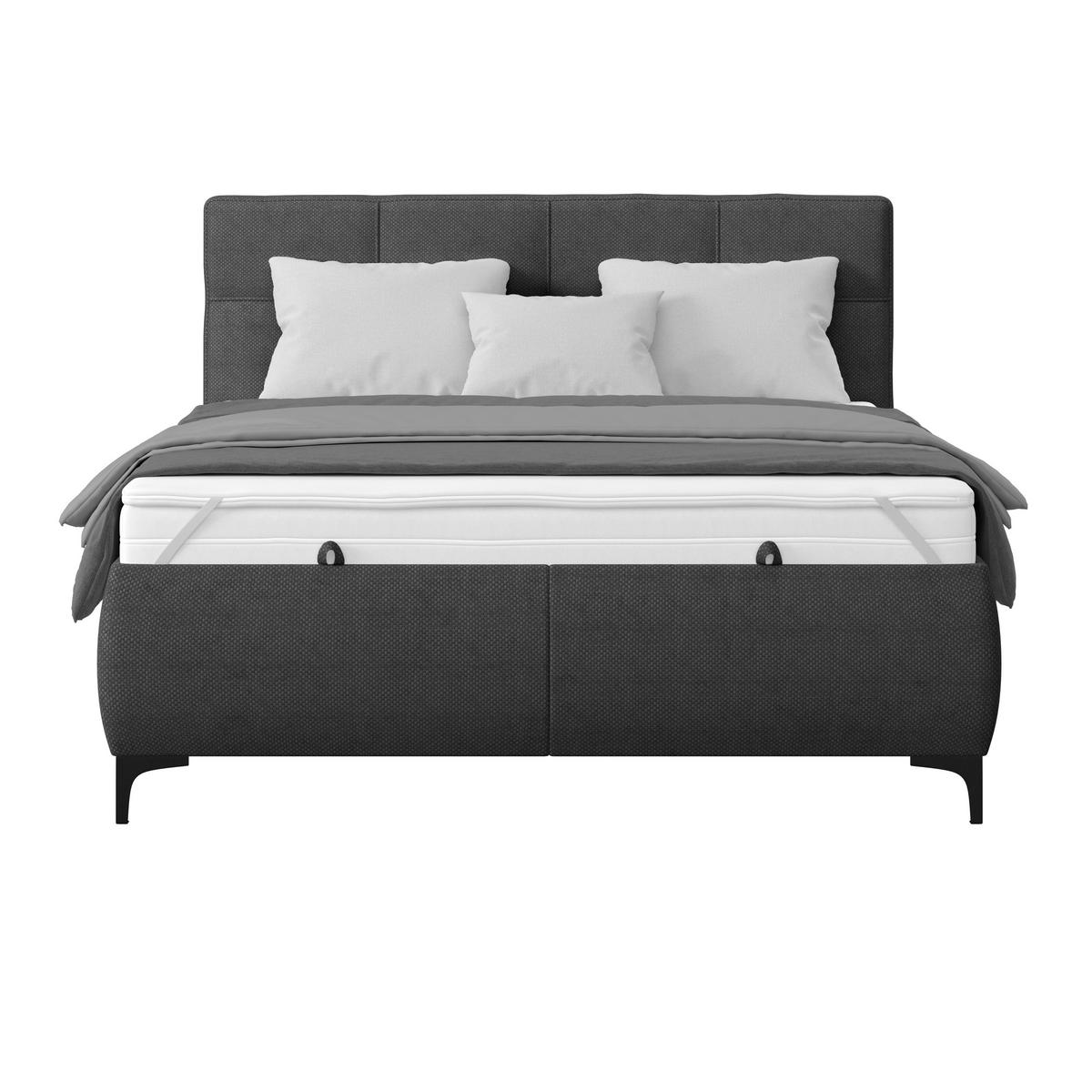 Polsterbett Zeni 140 - Schwarz/Weiß, KONVENTIONELL, Holz/Textil (140/200cm)