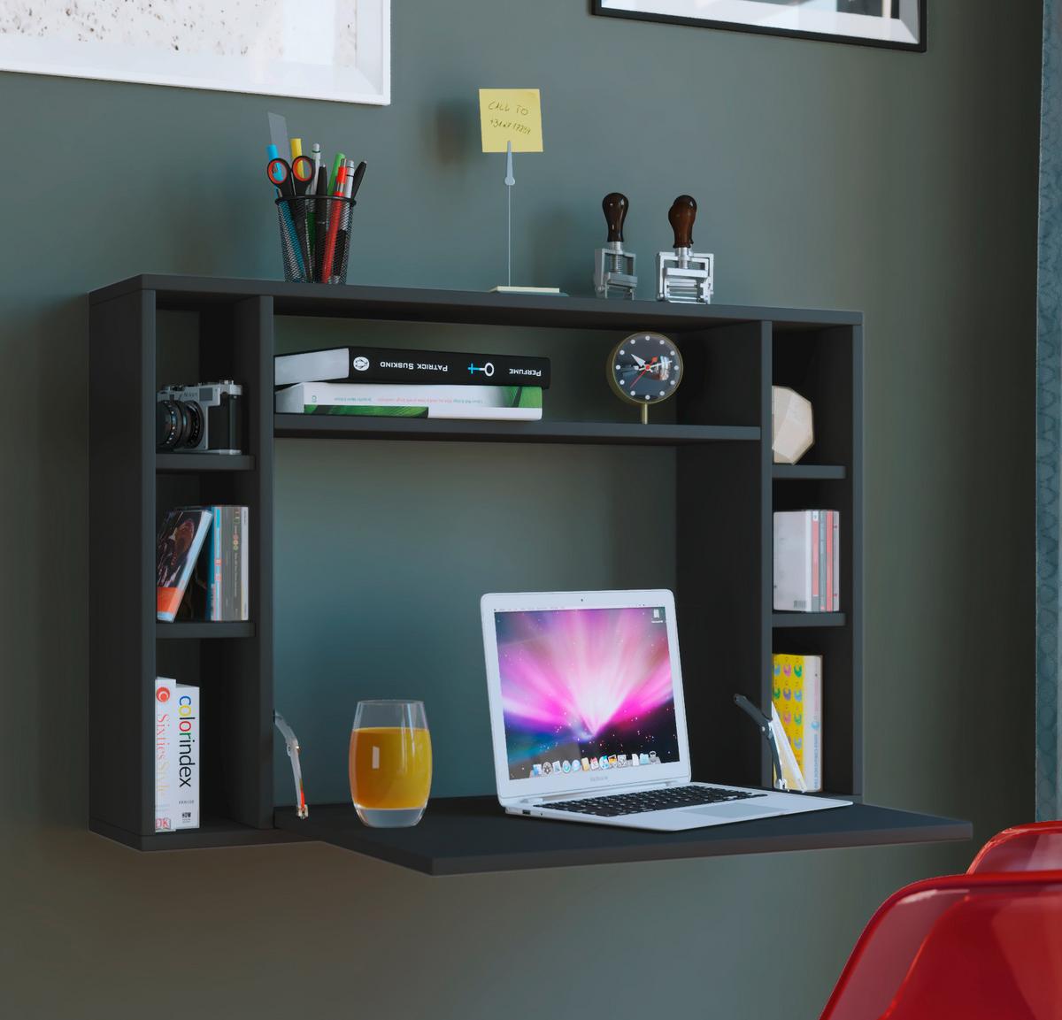 Laptoptisch Ausklappbar B: 90cm Wandila, Schwarz - Schwarz, KONVENTIONELL, Holzwerkstoff (90/20/60cm) - MID.YOU