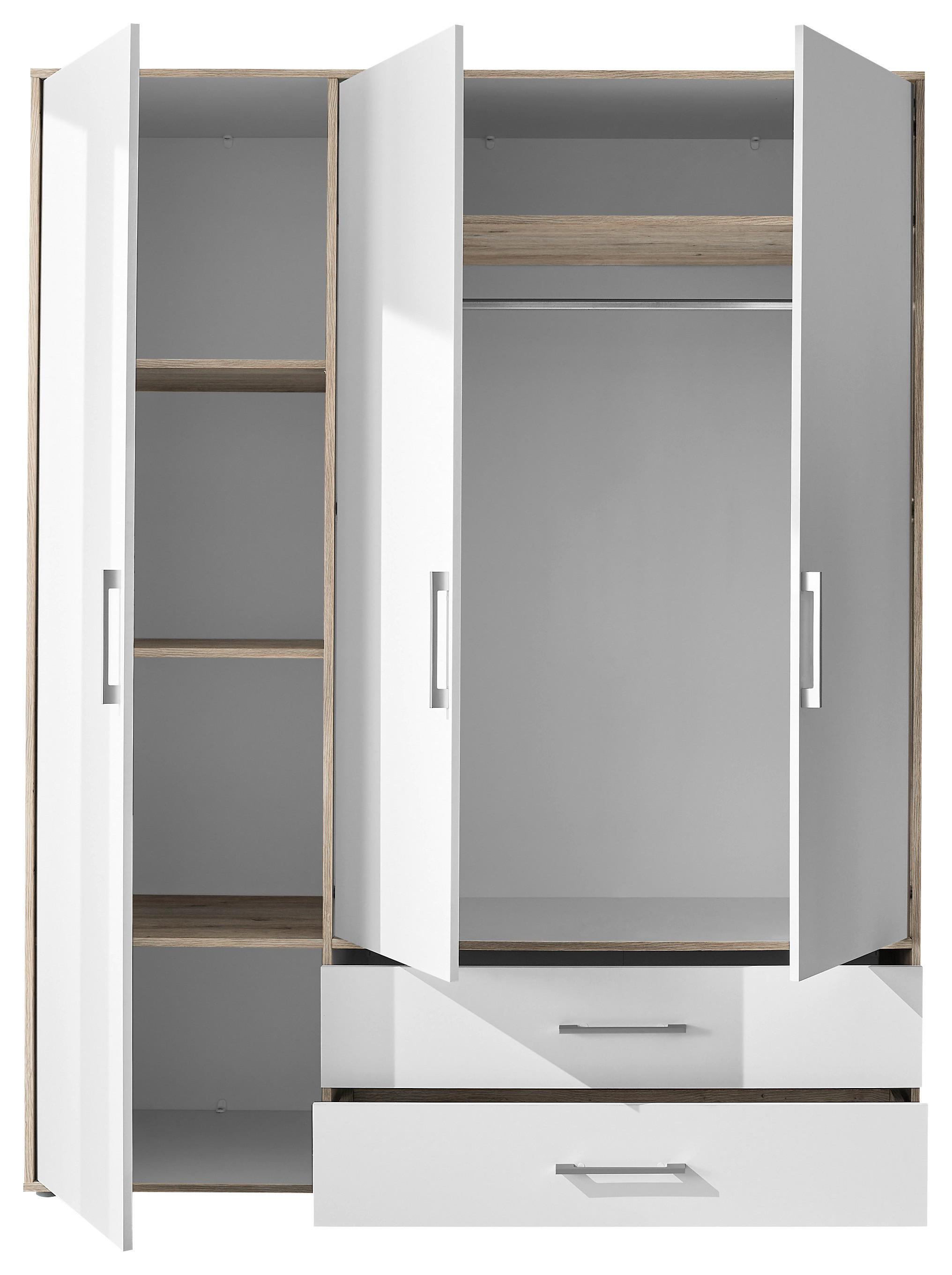 Kleiderschrank Lembo - Weiß/Eiche San Remo, KONVENTIONELL, Holzwerkstoff (155/195/60cm)