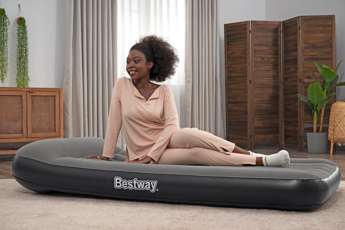 Luftbett Lukas 188x99x30 cm Bis 300kg, inkl. Pumpe - Dunkelgrau/Schwarz, KONVENTIONELL, Kunststoff (188/99cm) - Bestway