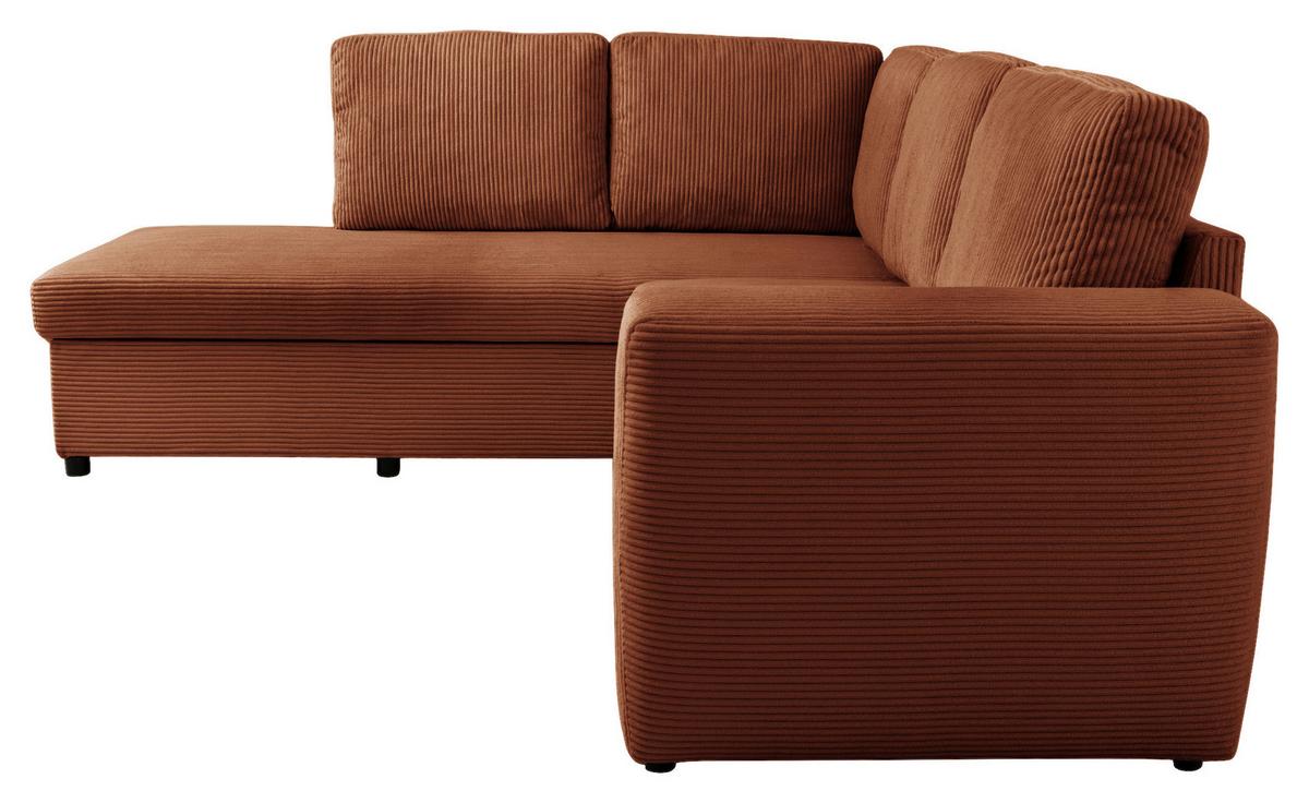 Ecksofa mit Schlaffunktion Toulouse terracotta, 206x224cm - Terracotta/Schwarz, Trend, Holz/Textil (206/224cm)