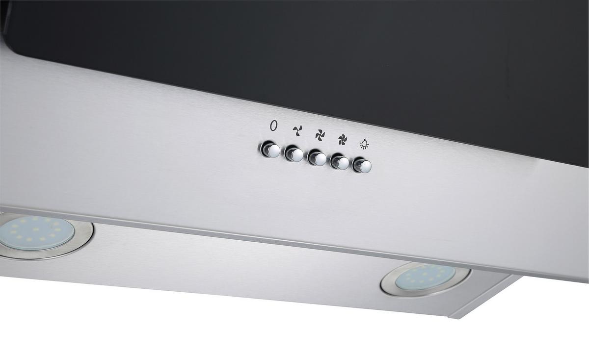 Dunstabzugshaube Kira Schwarz B: 60 Cm, Led - Edelstahlfarben/Schwarz, Trend, Glas/Metall (60/74,3-102,3/31,3cm) - Respekta