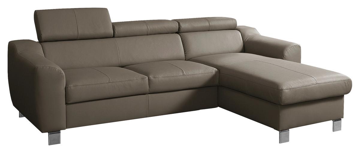 Ecksofa Aspen Taupe S: 242 Cm - Taupe/Chromfarben, Design, Leder/Textil (242/176cm) - Livetastic