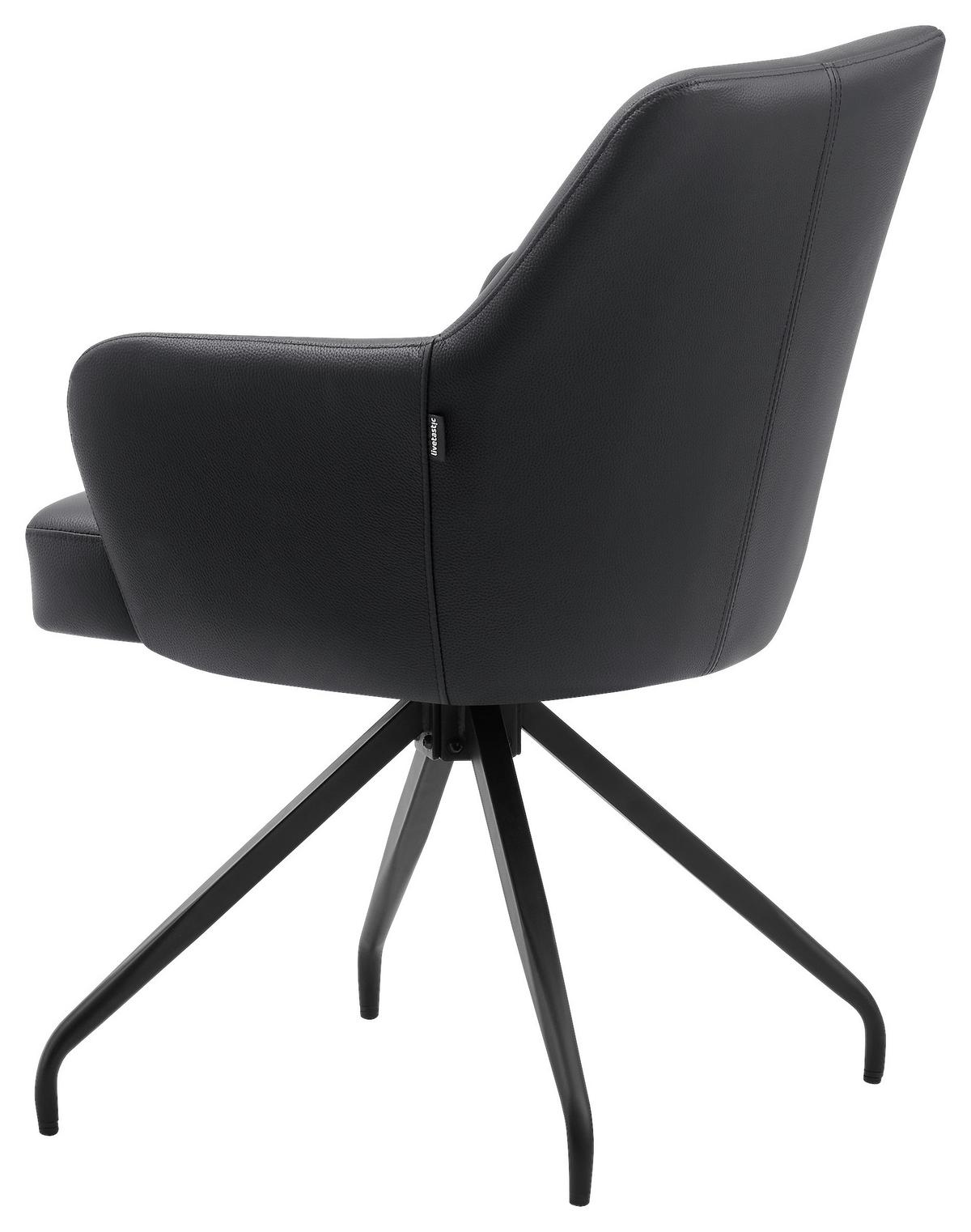 Armlehnstuhl Janette Schwarz B: 57,5 cm - Schwarz, MODERN, Leder/Holz (57,5/83,5/63cm) - Livetastic