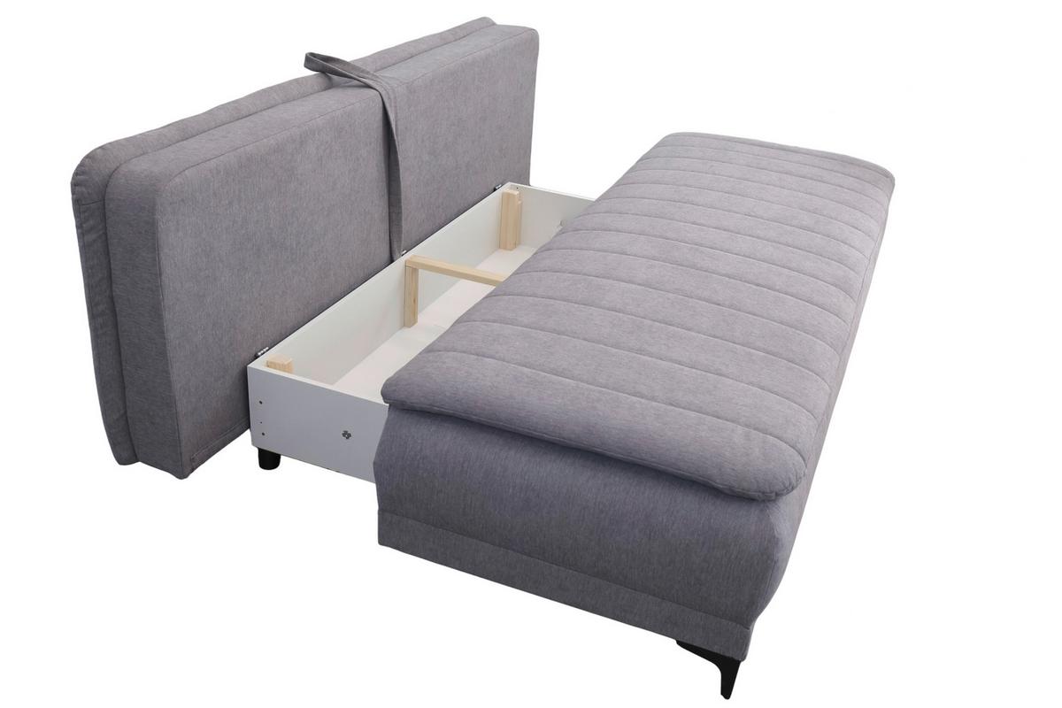 Schlafsofa Moliss Grau B: 202 cm - Schwarz/Grau, Basics, Textil (202/98/78cm) - Livetastic