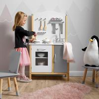 Kuchynka pro děti MOLLY - šedá/bílá, Moderní, dřevo (60/100/30cm) - Bessagi Kids