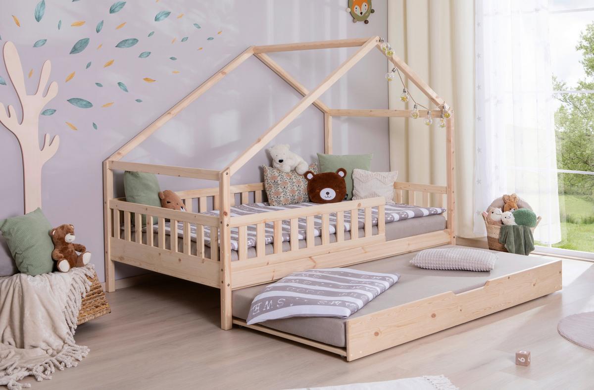 Hausbett Lou Naturfarben B: 140 Cm - Naturfarben/Weiß, MODERN, Holz/Textil (140/200cm) - MID.YOU